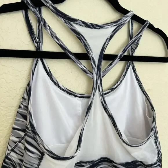 Alo Yoga Strappy Racerback Tank Top Black White Print Size Large - Picture 10 of 11